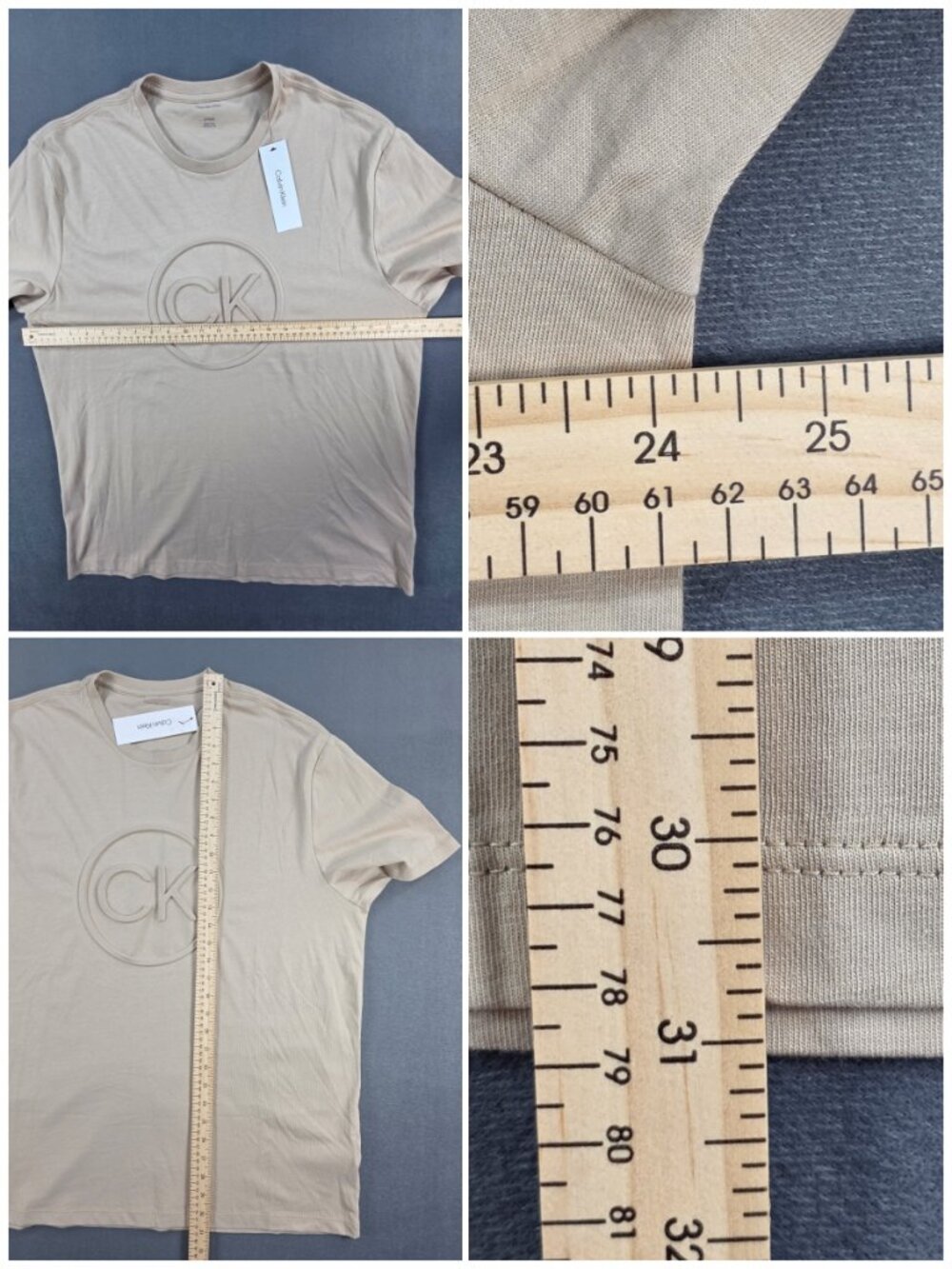 Calvin Klein Jeans Men's XL CK Logo T Shirt White Pepper Beige Cotton NWT - Picture 6 of 6